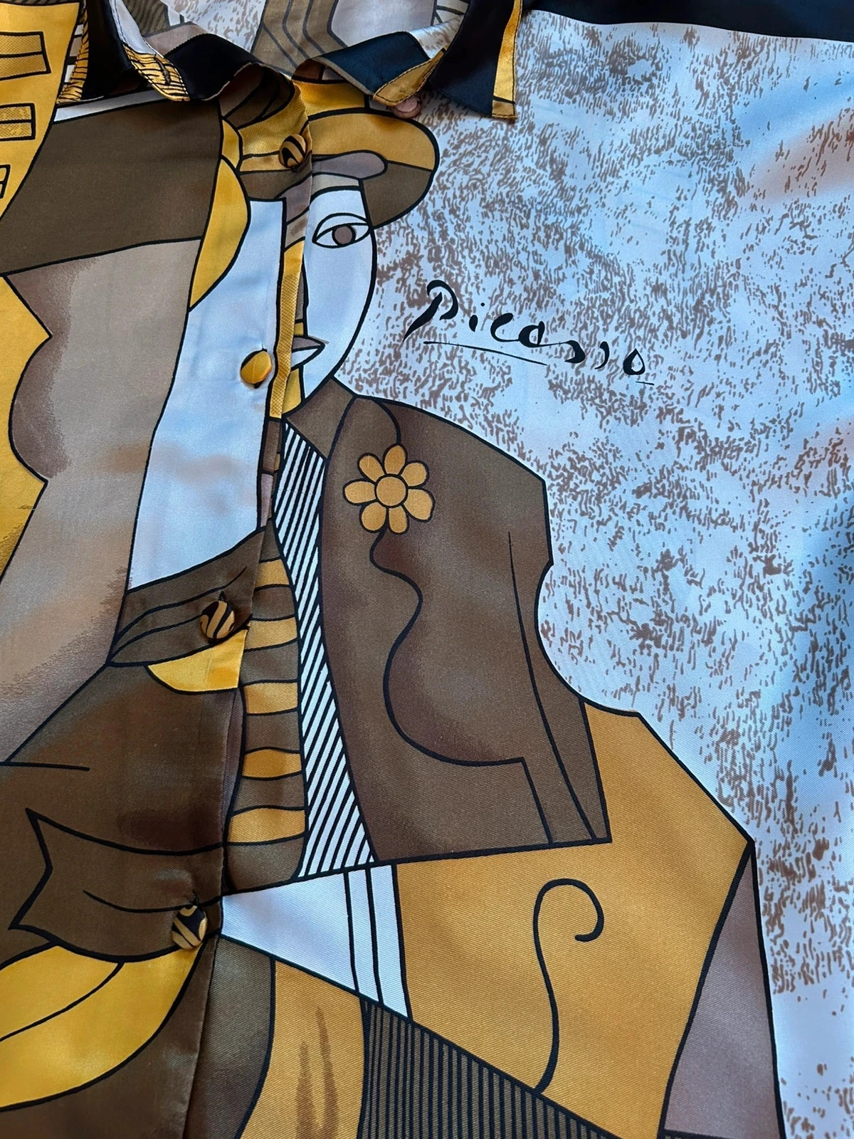 🌿🎨Picasso Inspired Vintage 90s Boho Statement Artwear Shirt Artistic Cubism 38/40🌿🎨 – photo 17